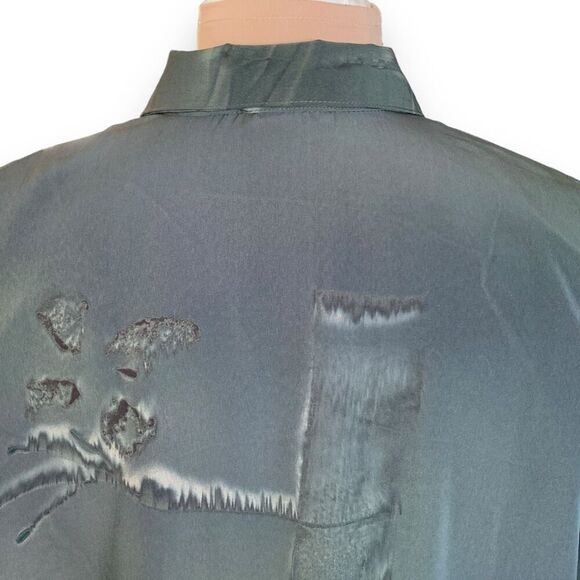Vintage A Class Black Gray Oversized Button Down Shirt Abstract Art To Wear XL - Picture 6 of 11